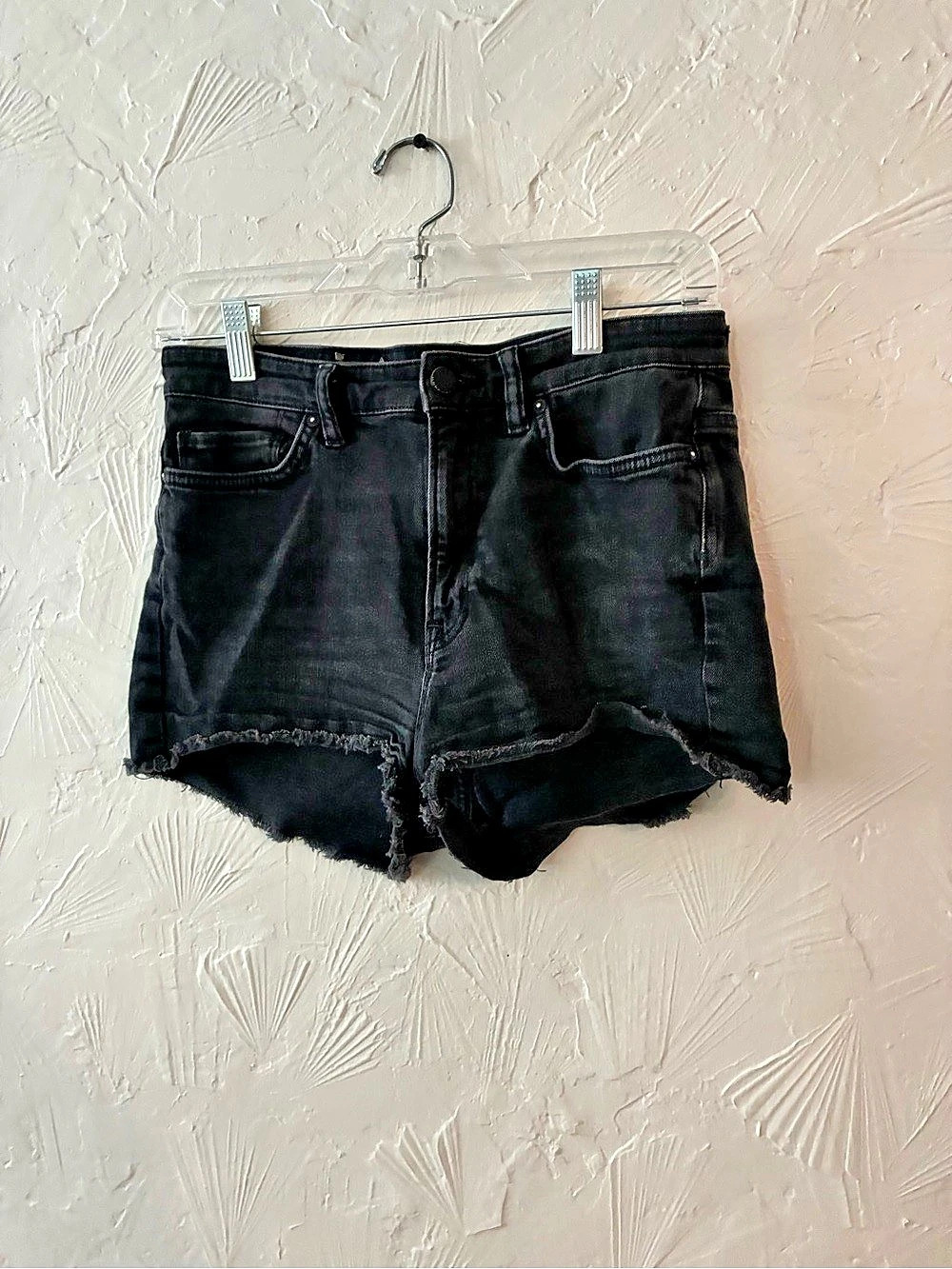 All saints High-Waisted Shorts Black Denim Cutoff Jean Shorts